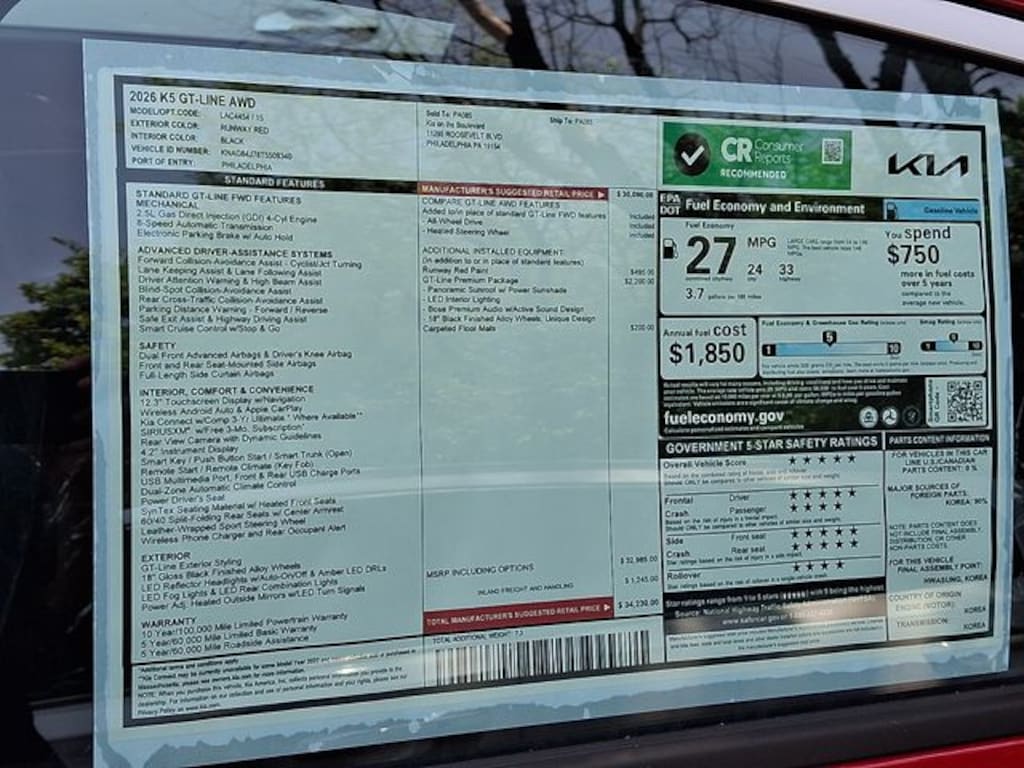 New 2026 Kia K5 GT-Line Sedan