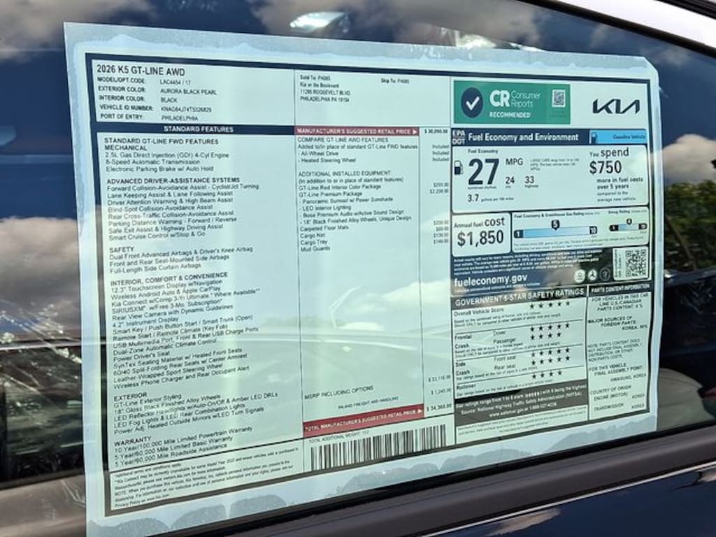 New 2026 Kia K5 GT-Line Sedan