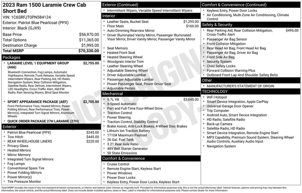 Certified 2023 Ram 1500 Laramie Truck Crew Cab