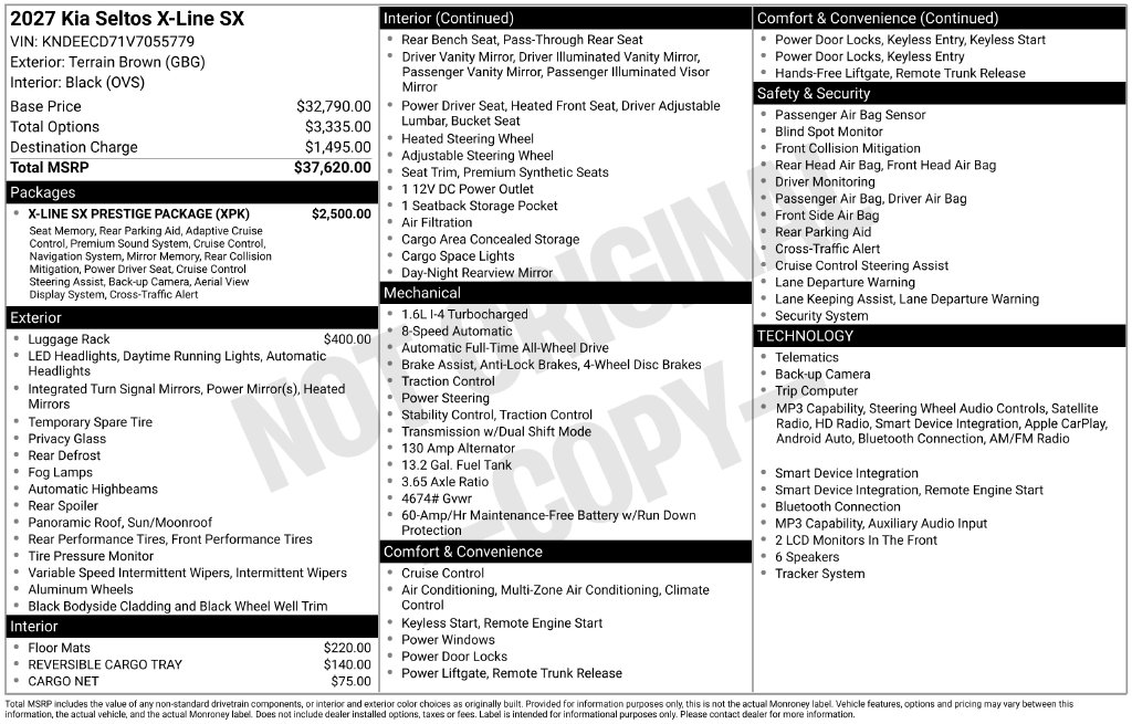 New 2027 Kia Seltos X-Line SX SUV