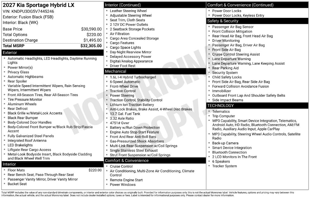 New 2027 Kia Sportage Hybrid LX SUV