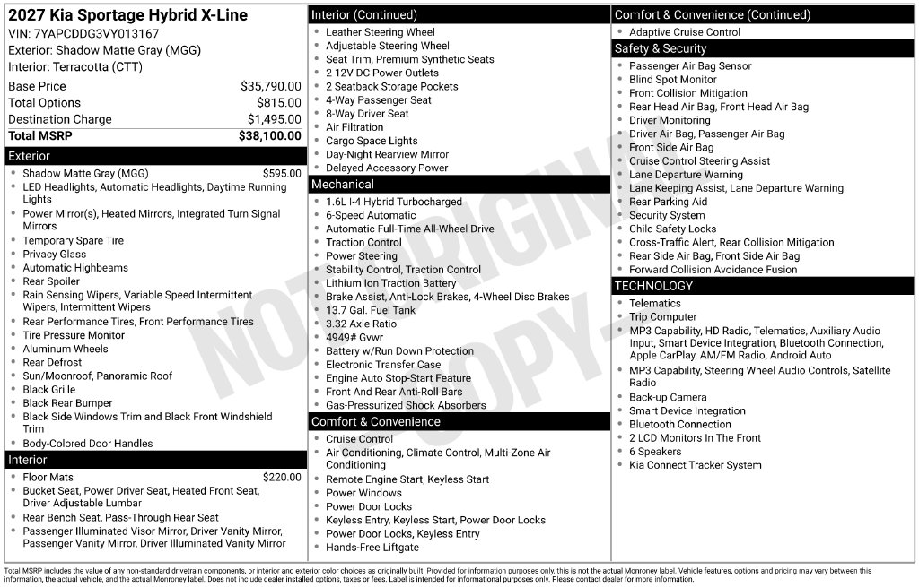 New 2027 Kia Sportage Hybrid X-Line SUV