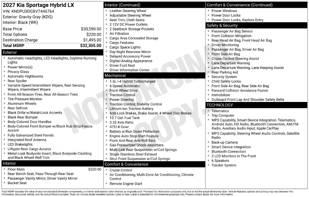 New 2027 Kia Sportage Hybrid LX SUV