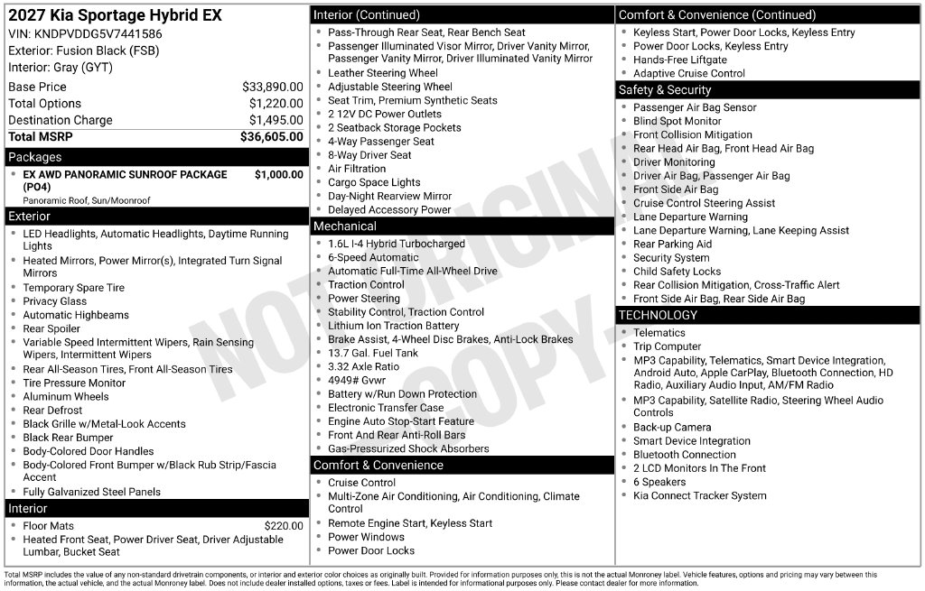 New 2027 Kia Sportage Hybrid EX SUV