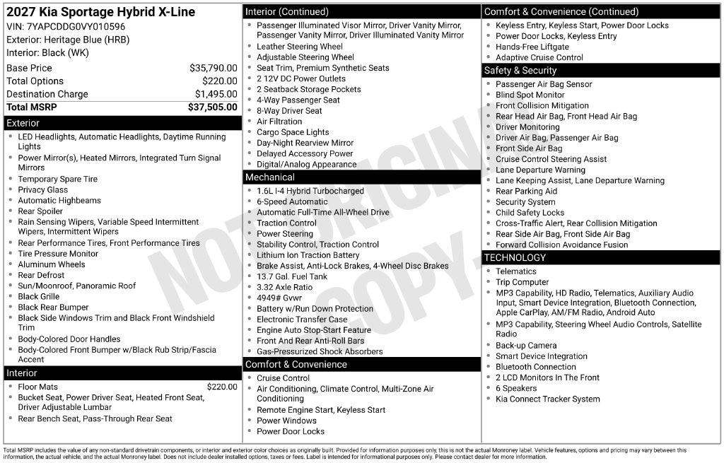 New 2027 Kia Sportage Hybrid X-Line SUV