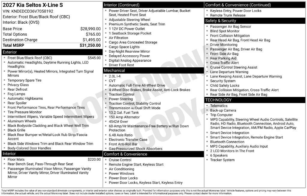 New 2027 Kia Seltos X-Line S SUV