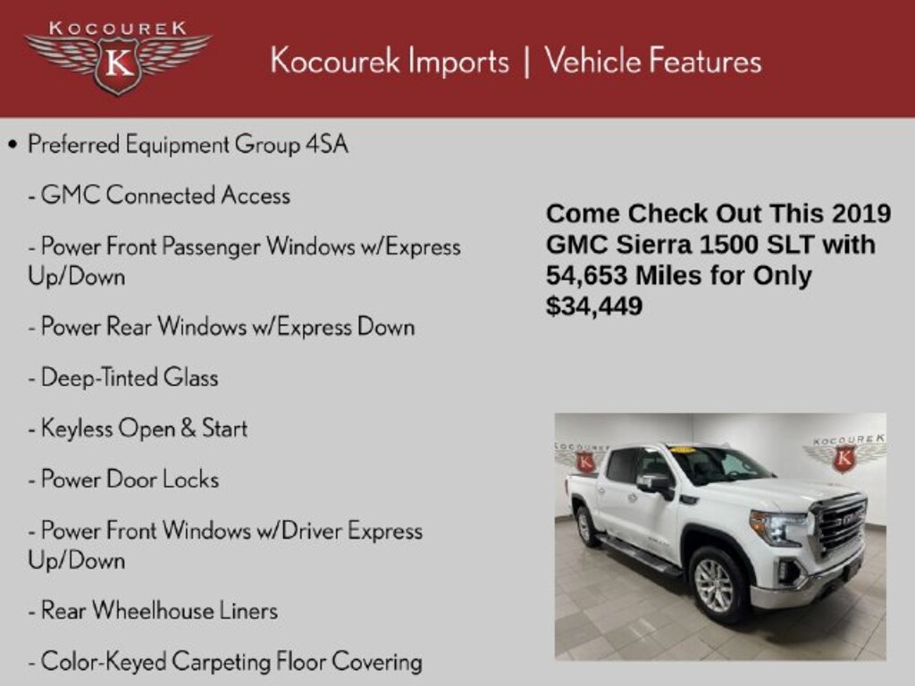 Used 2019 GMC Sierra 1500 SLT Truck