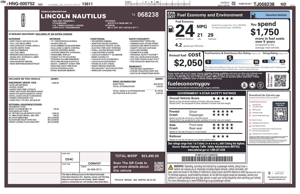 New 2026 Lincoln Nautilus Premiere SUV