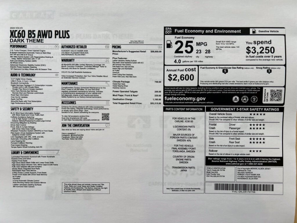 Certified 2024 Volvo XC60 B5 Plus Dark SUV
