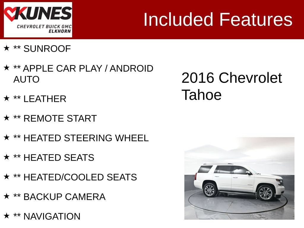 Used 2016 Chevrolet Tahoe LTZ SUV