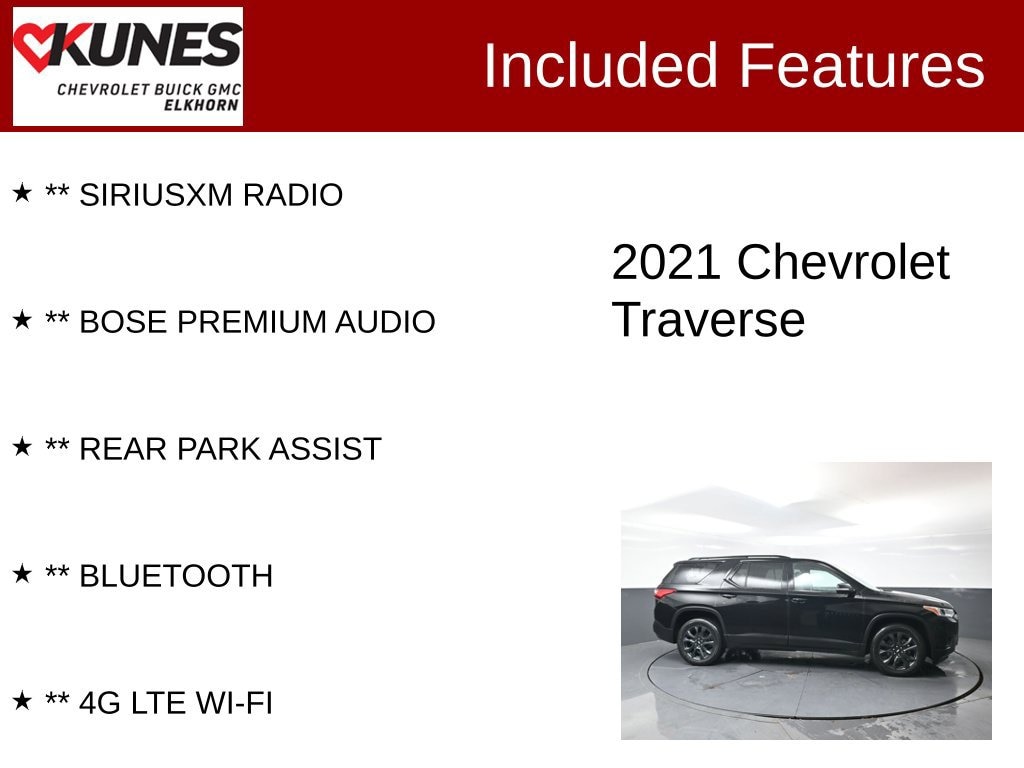 Used 2021 Chevrolet Traverse RS SUV