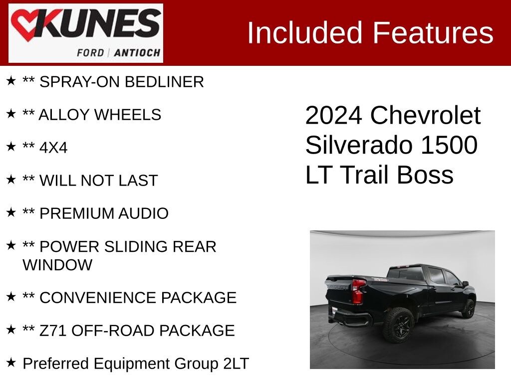 Certified 2024 Chevrolet Silverado 1500 LT Trail Boss Truck Crew Cab