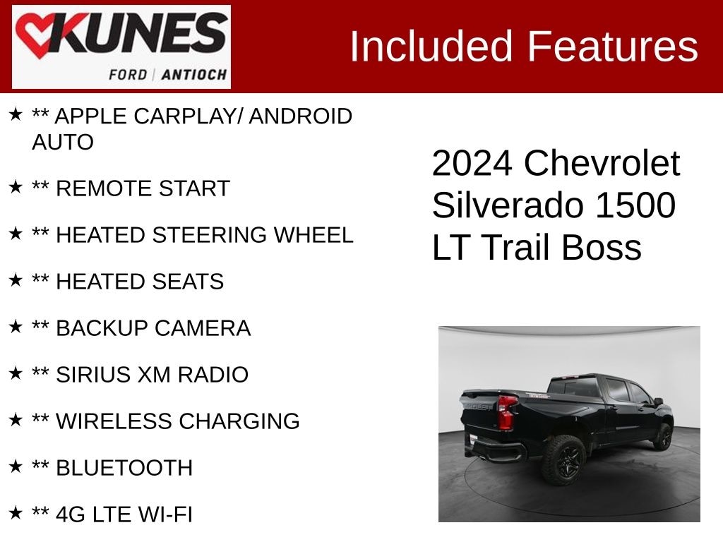 Certified 2024 Chevrolet Silverado 1500 LT Trail Boss Truck Crew Cab