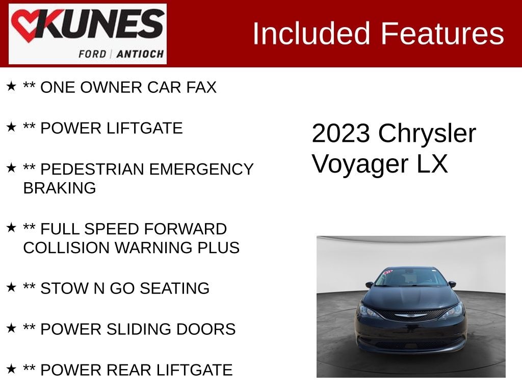 Certified 2023 Chrysler Voyager LX Van Passenger Van
