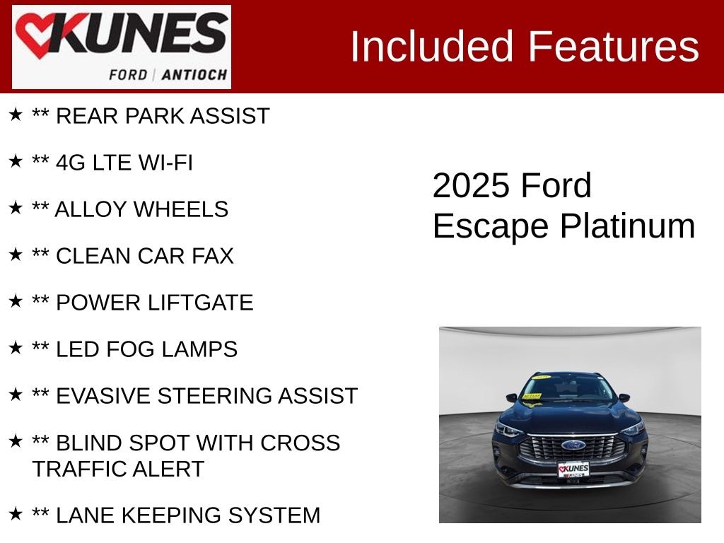 Certified 2025 Ford Escape Platinum SUV