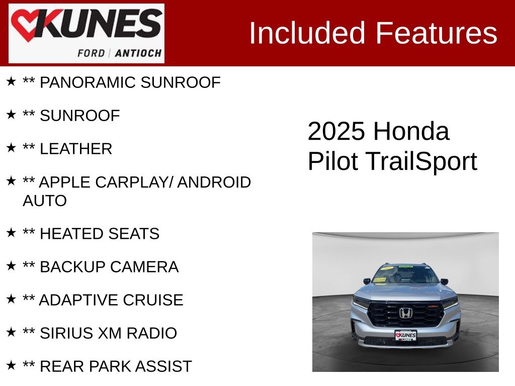 Certified 2025 Honda Pilot TrailSport SUV