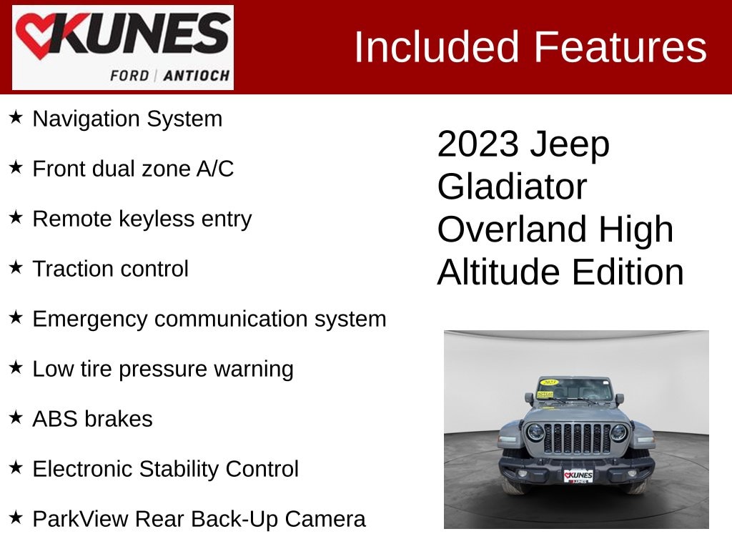 Certified 2023 Jeep Gladiator Overland Truck Crew Cab