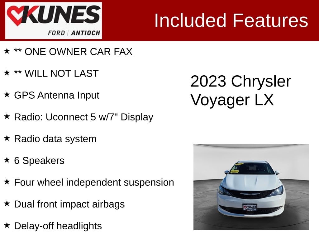 Certified 2023 Chrysler Voyager LX Van Passenger Van