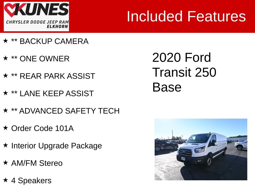 Used 2020 Ford Transit-250 Cargo Van Low Roof Van