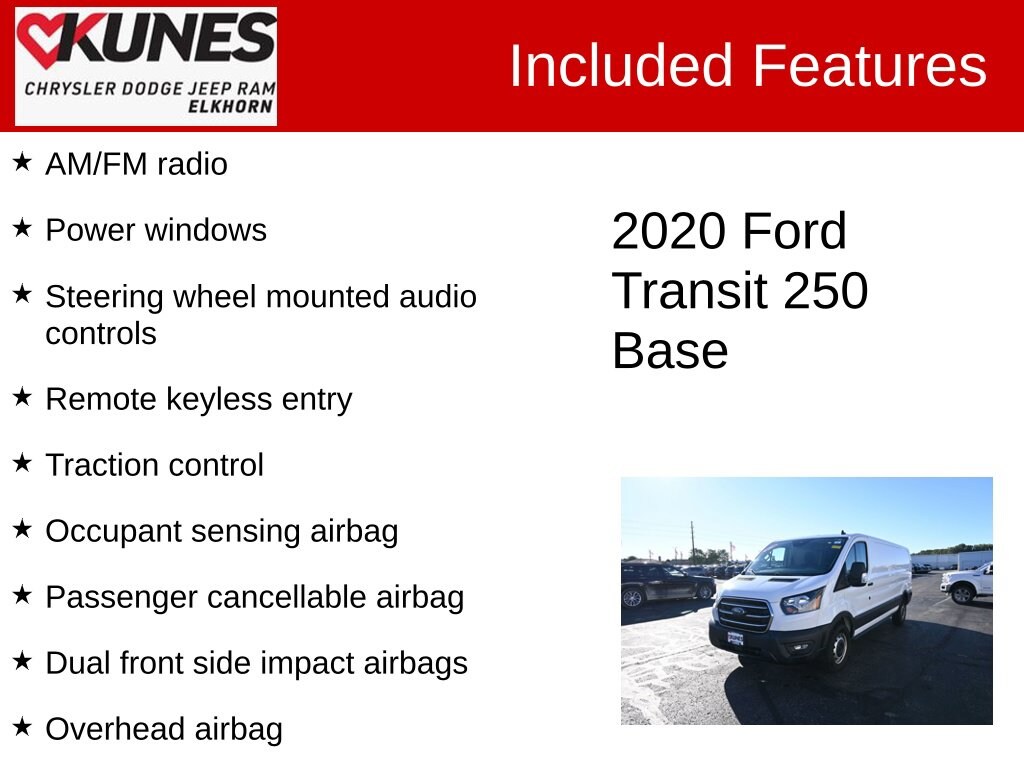 Used 2020 Ford Transit-250 Cargo Van Low Roof Van