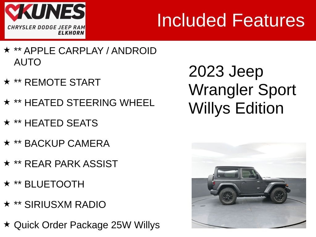 Used 2023 Jeep Wrangler 2-DOOR SPORT 4X4 SUV