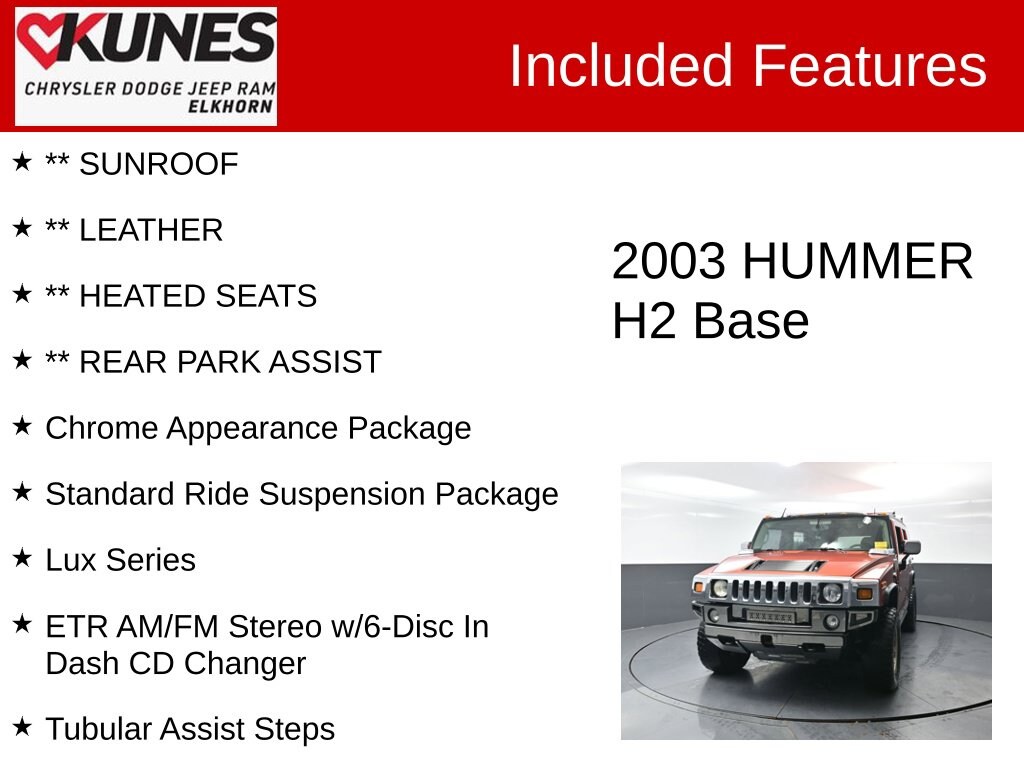 Used 2003 HUMMER H2 Base SUV