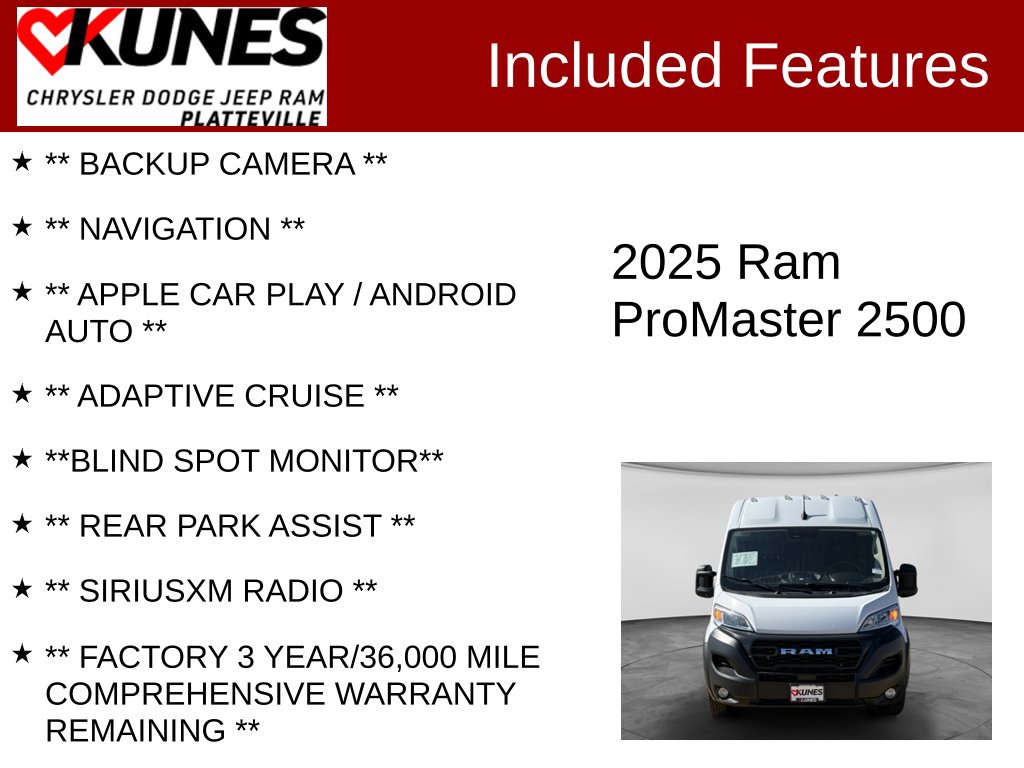 Used 2025 Ram Promaster 2500 High Roof Cargo Van