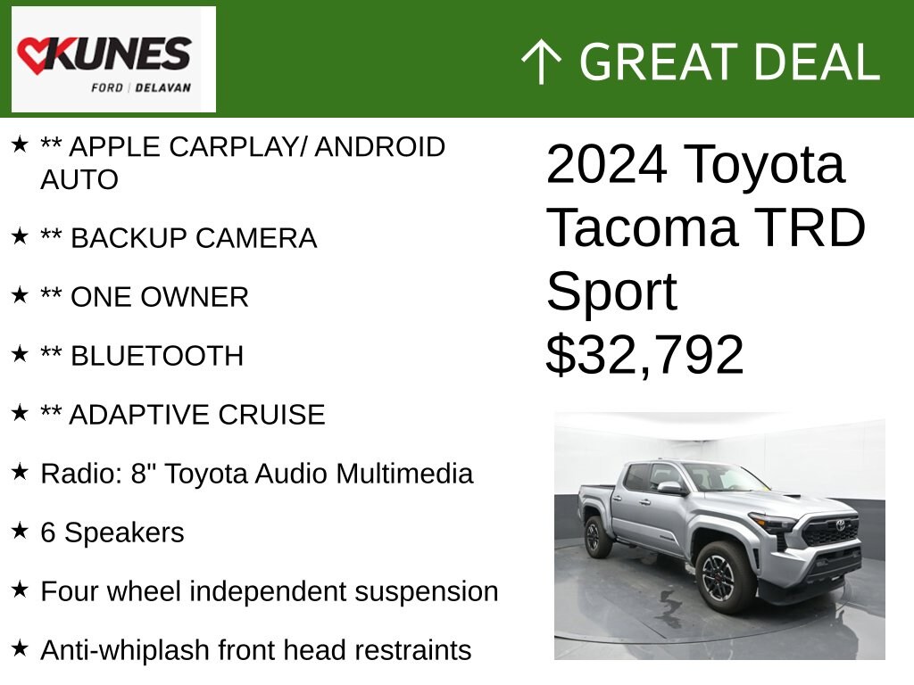 Certified 2024 Toyota Tacoma TRD Sport Truck Double Cab