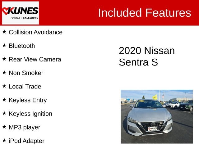 Used 2020 Nissan Sentra S with VIN 3N1AB8BV5LY211651 for sale in Galesburg, IL