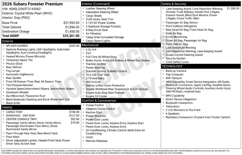 Used 2026 Subaru Forester Premium SUV