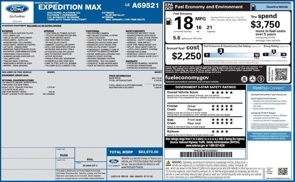Used 2020 Ford Expedition Max Platinum SUV