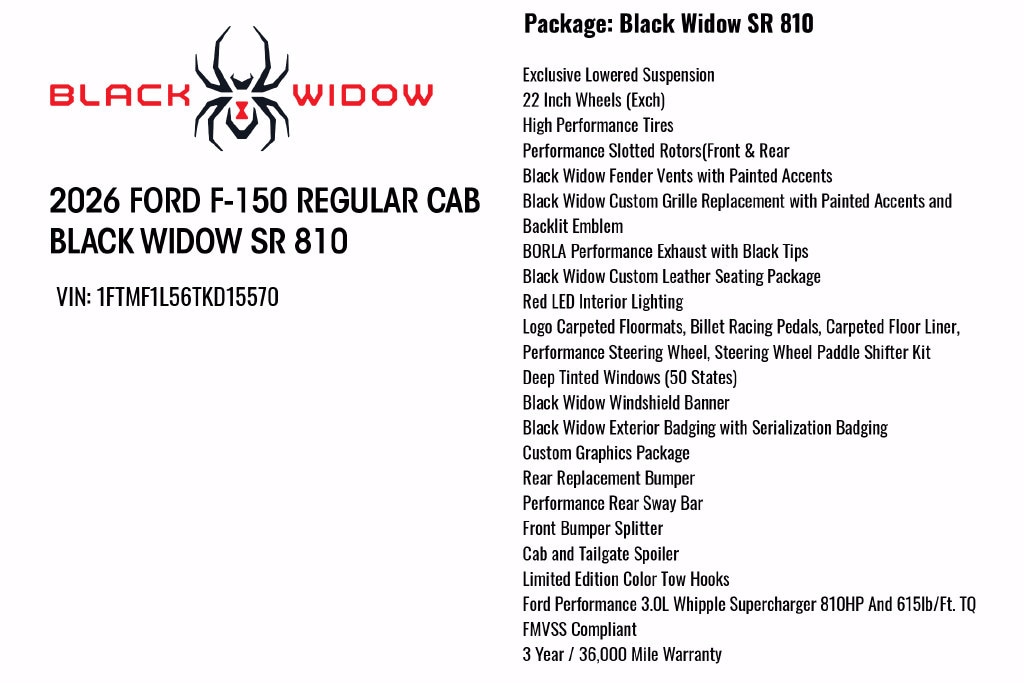 Used 2026 Ford F-150 Black Widow SR 810 Truck