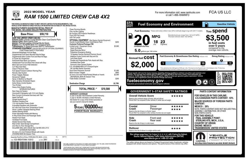 Used 2022 Ram 1500 Limited Truck