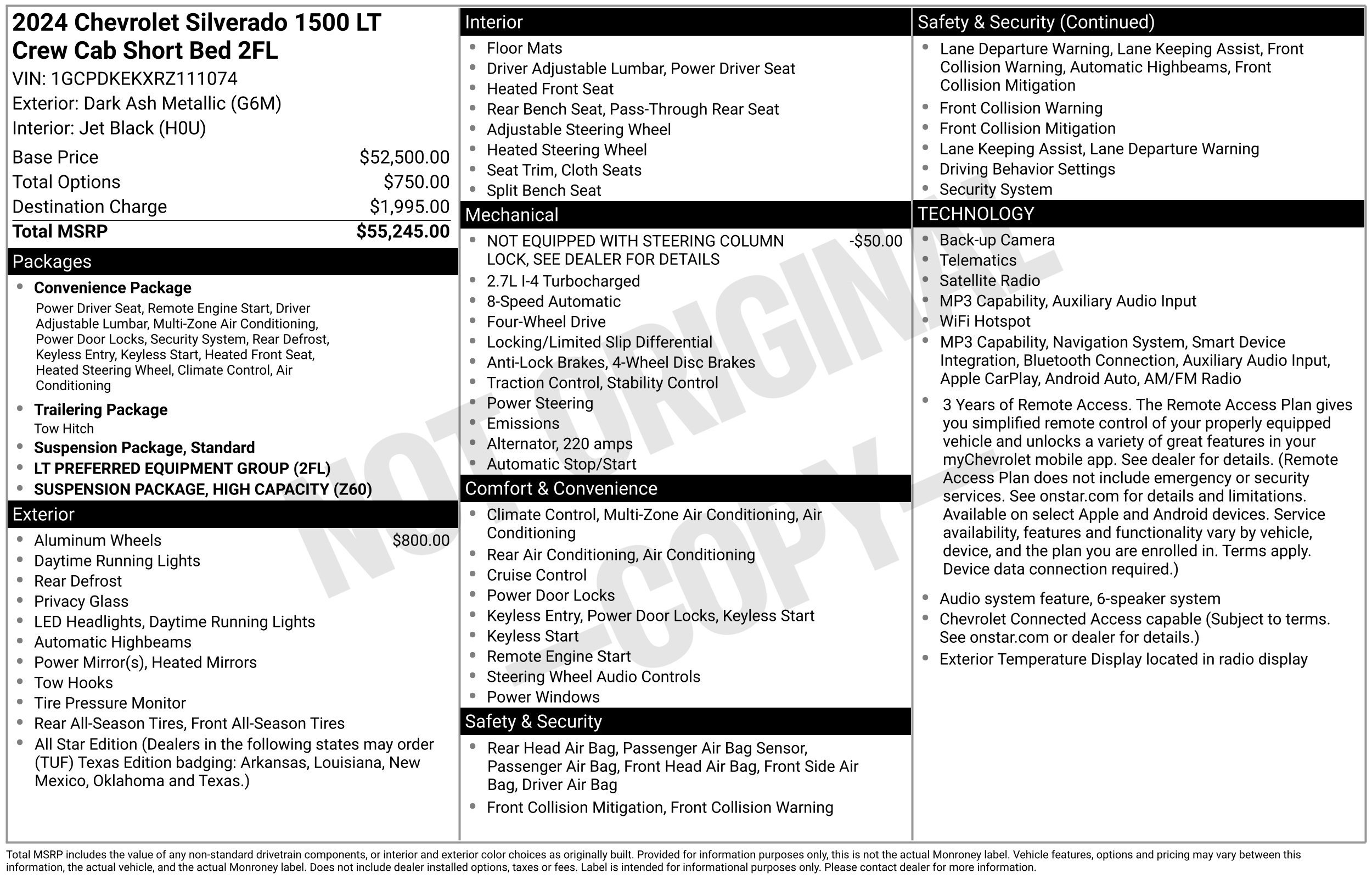 Used 2024 Chevrolet Silverado 1500 LT (2FL) Truck Crew Cab