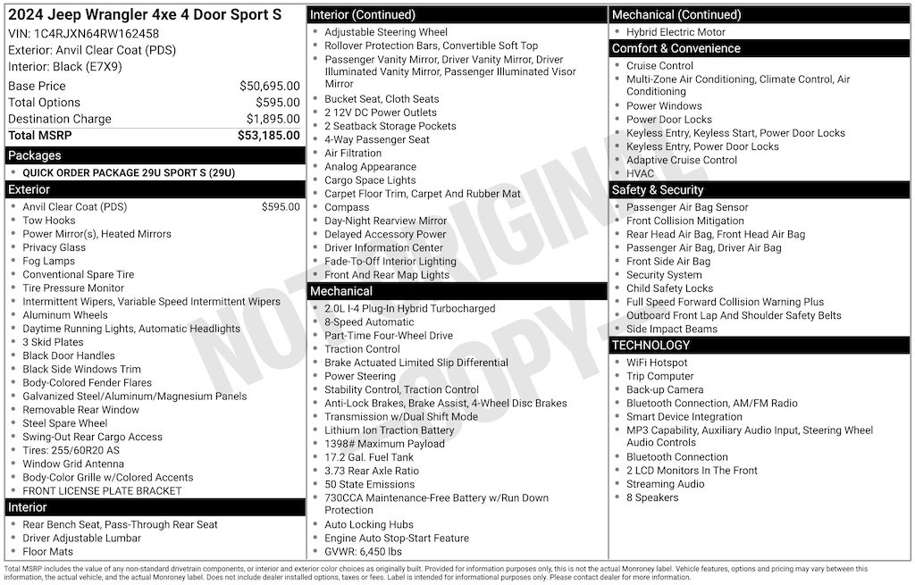 Used 2024 Jeep Wrangler 4xe Sport S SUV