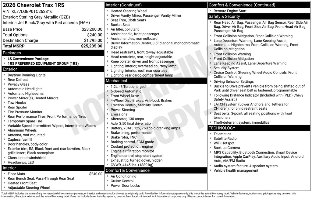 New 2026 Chevrolet Trax 1RS SUV