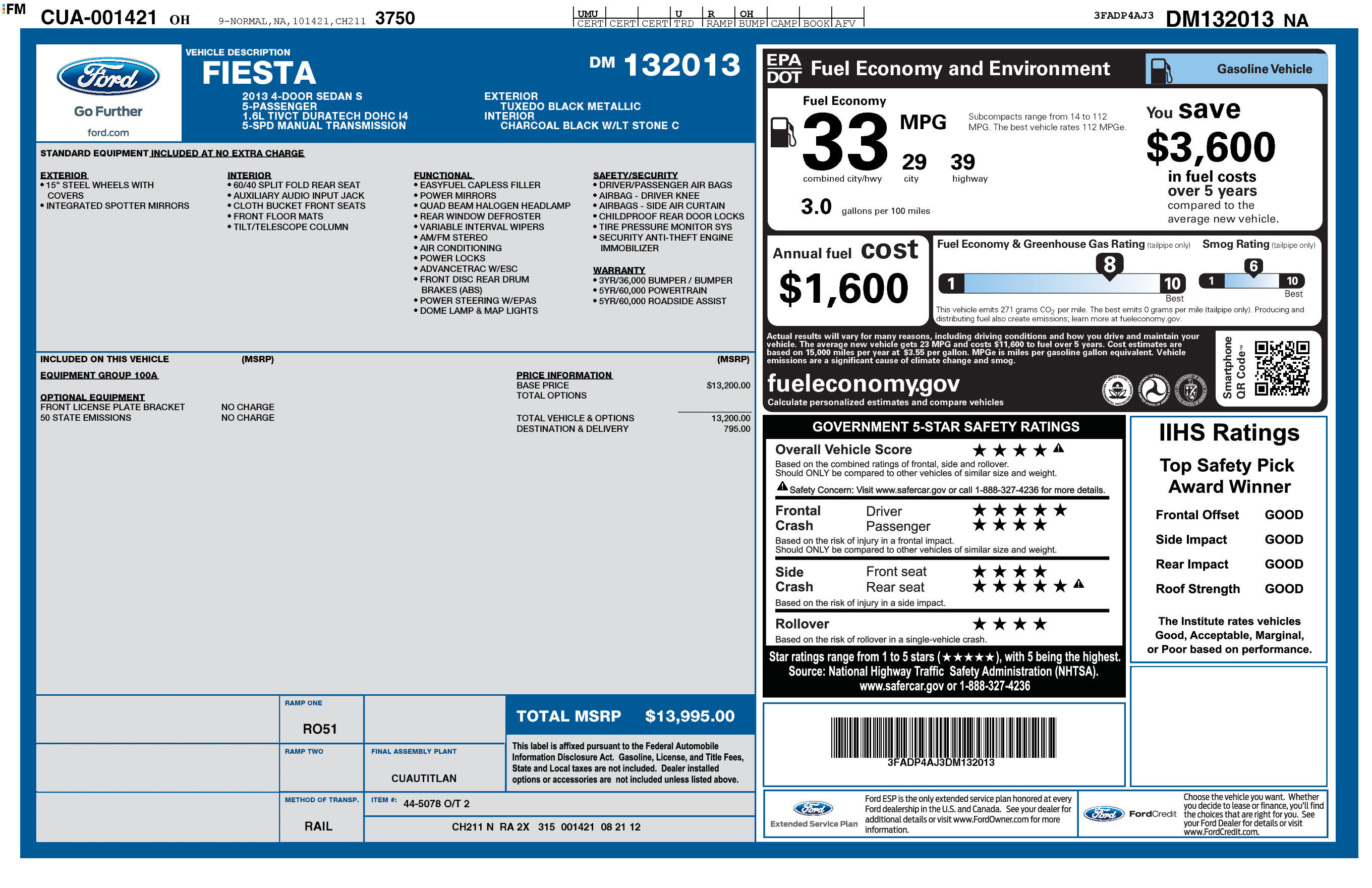 Used 2013 Ford Fiesta S Sedan
