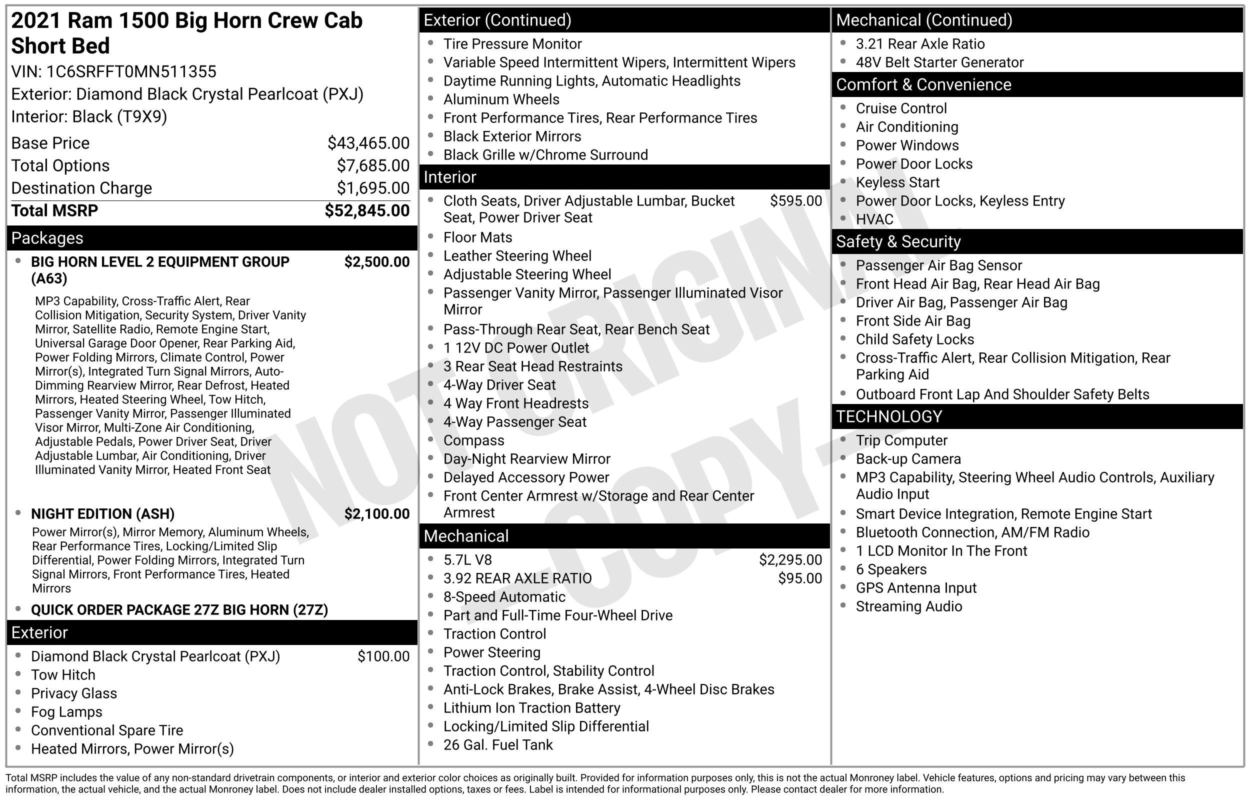 Used 2021 Ram 1500 Big Horn Truck Crew Cab
