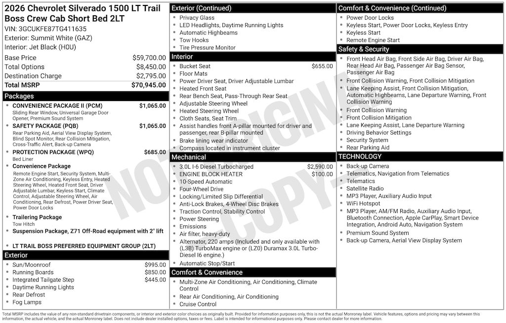 New 2026 Chevrolet Silverado 1500 LT Trail Boss Truck