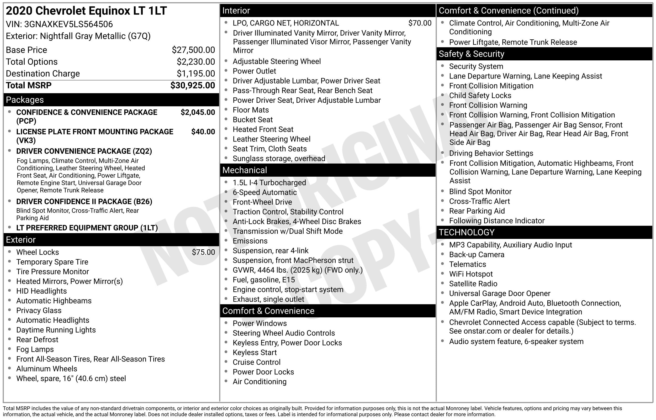 Used 2020 Chevrolet Equinox LT with VIN 3GNAXKEV5LS564506 for sale in Stow, OH