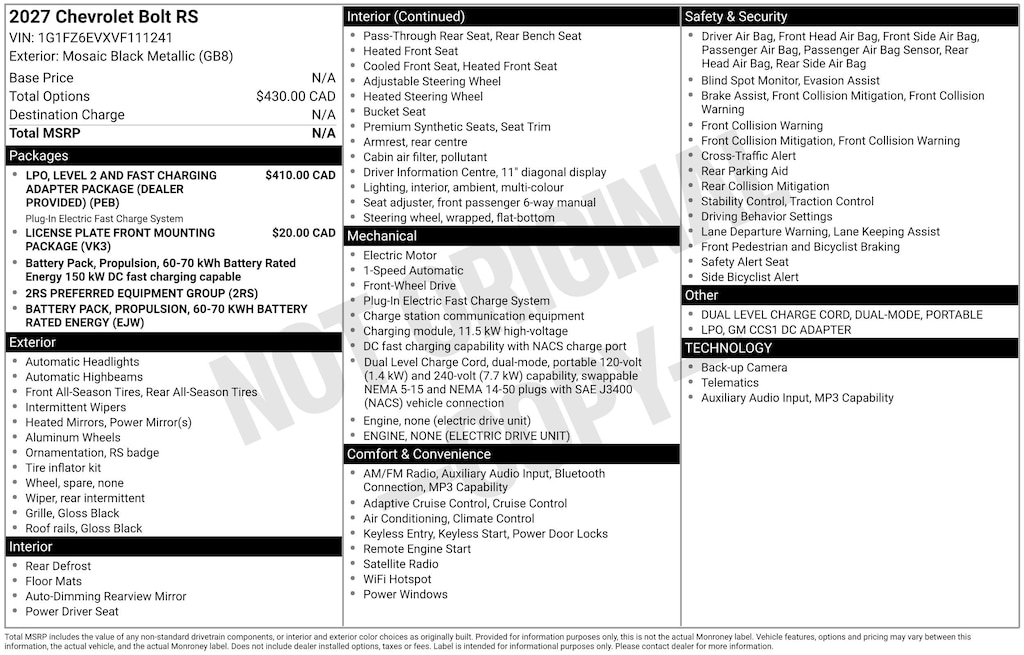 Used 2027 Chevrolet Bolt RS SUV