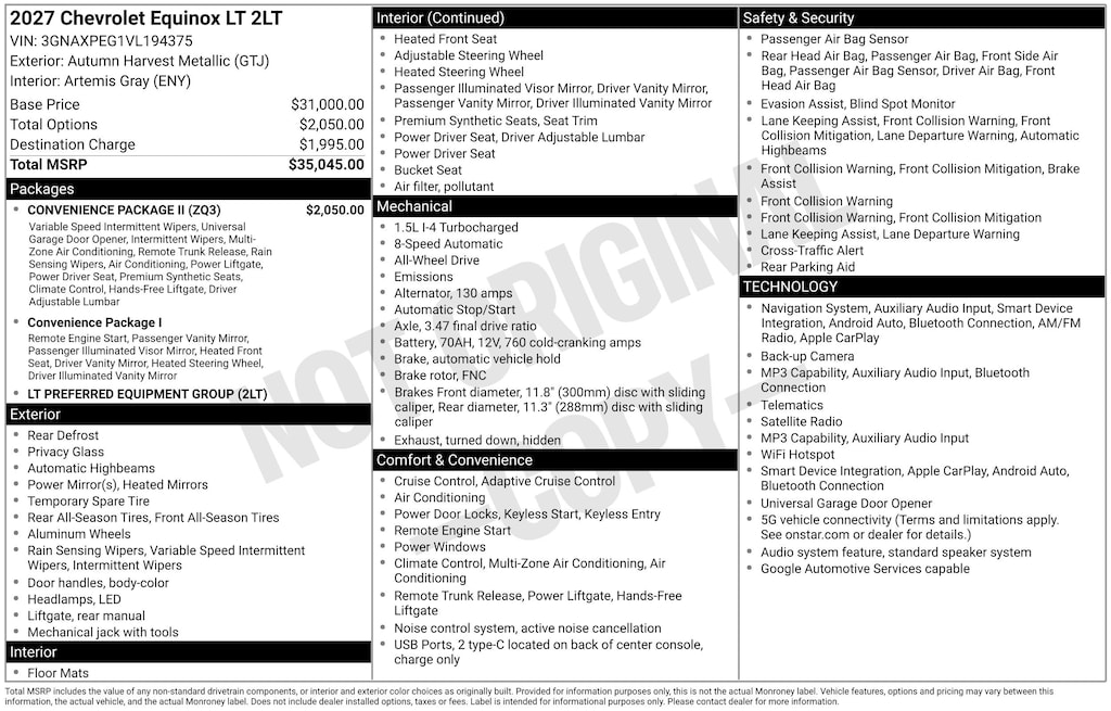 New 2027 Chevrolet Equinox LT SUV
