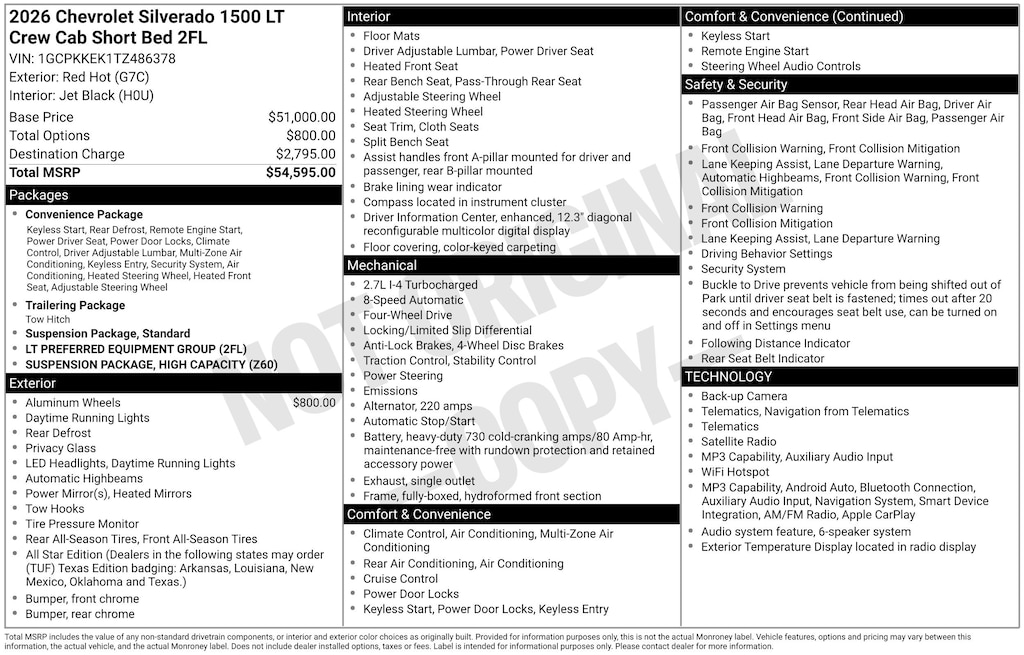 New 2026 Chevrolet Silverado 1500 LT (2FL) Truck