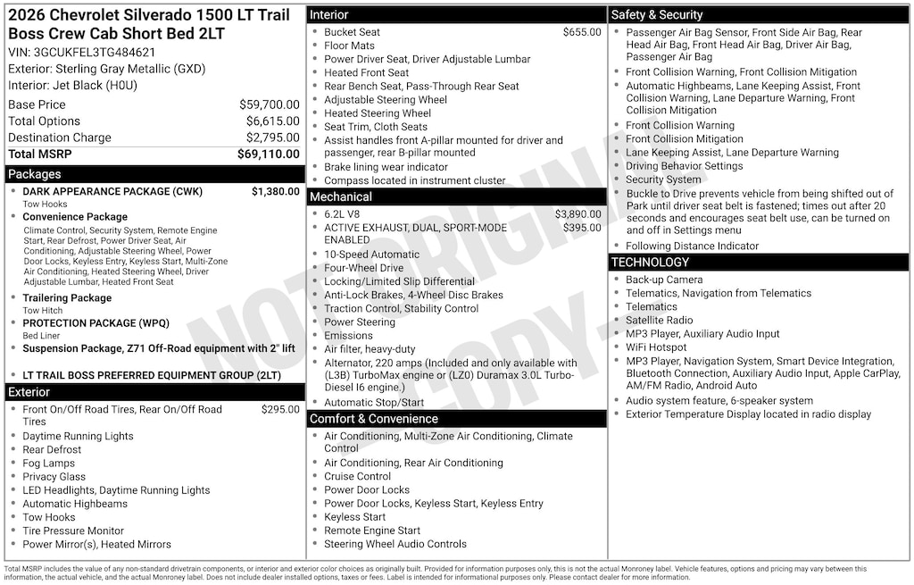 New 2026 Chevrolet Silverado 1500 LT Trail Boss Truck