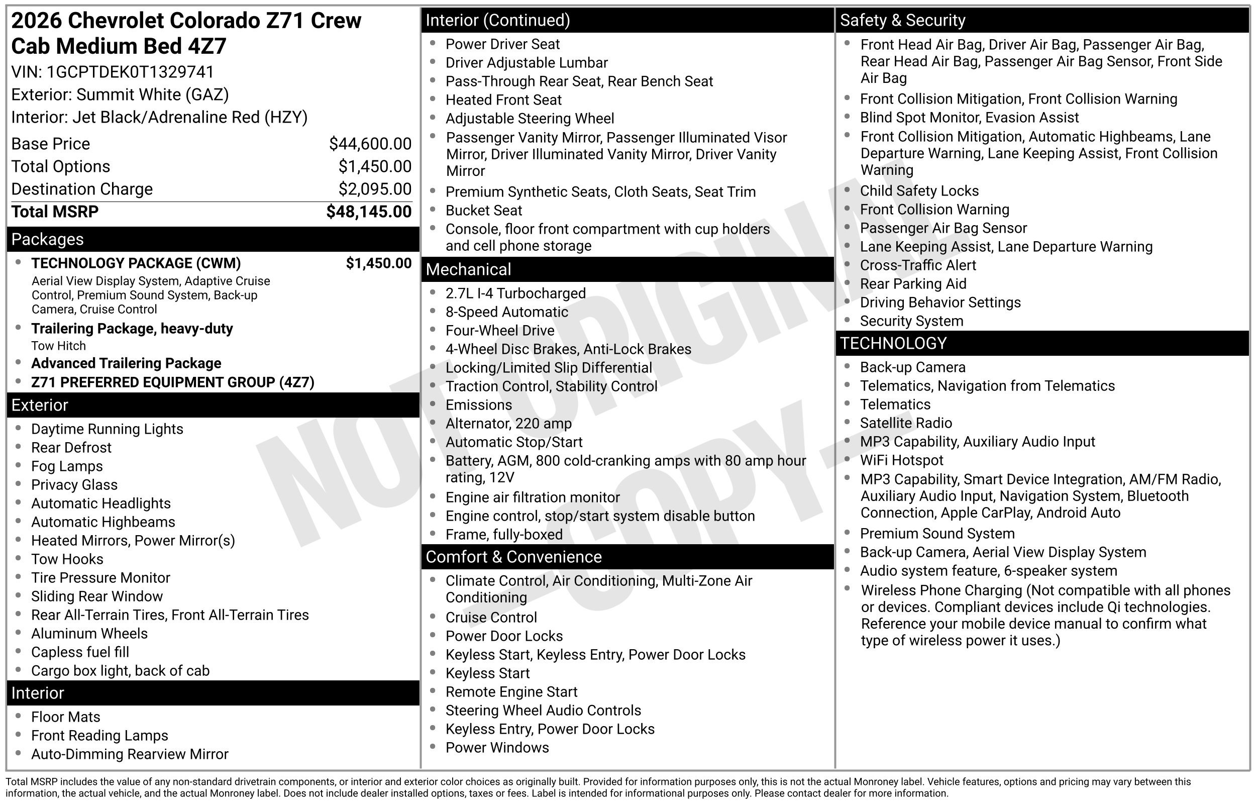 New 2026 Chevrolet Colorado Z71 Truck