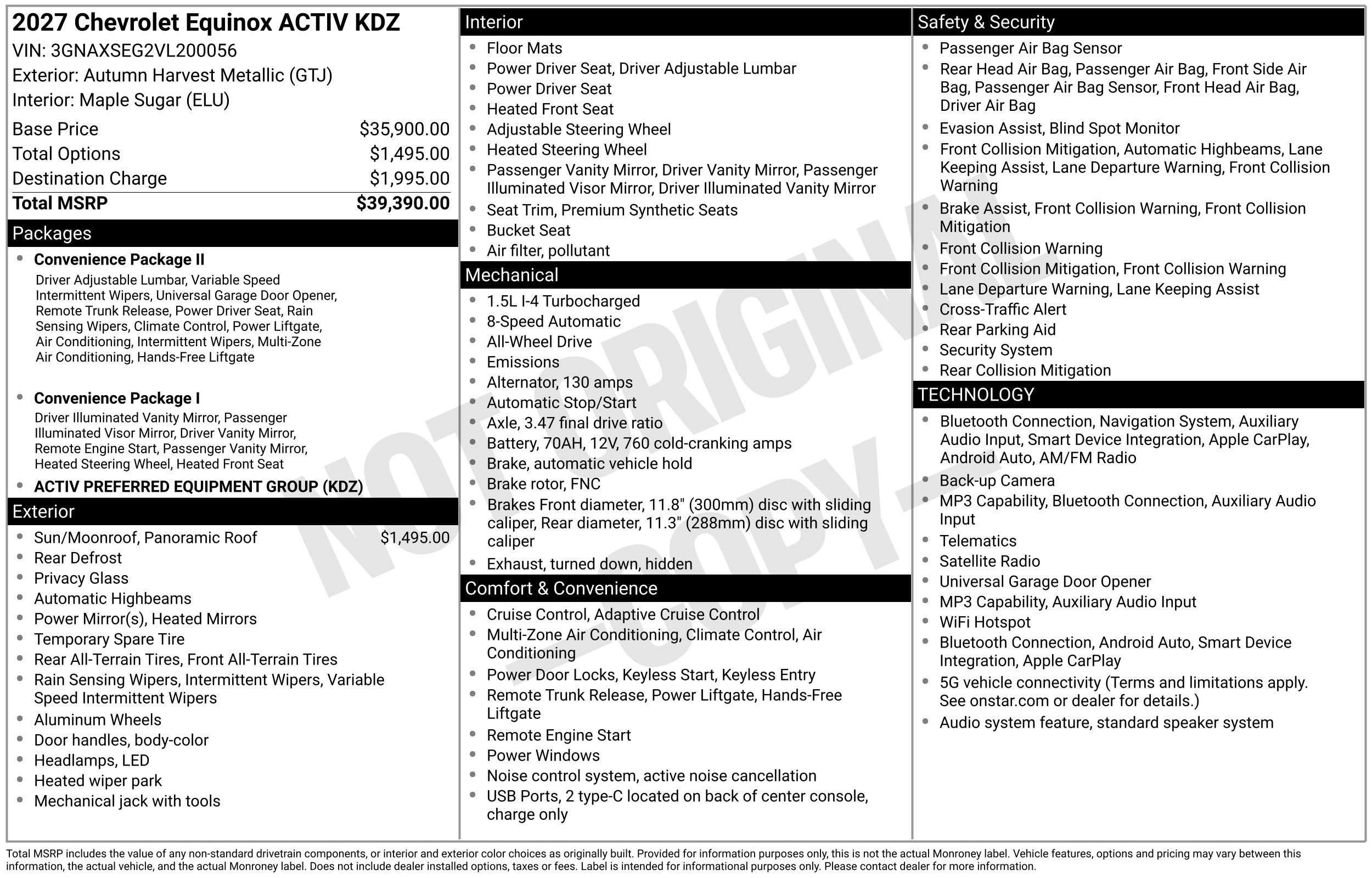 New 2027 Chevrolet Equinox Activ SUV