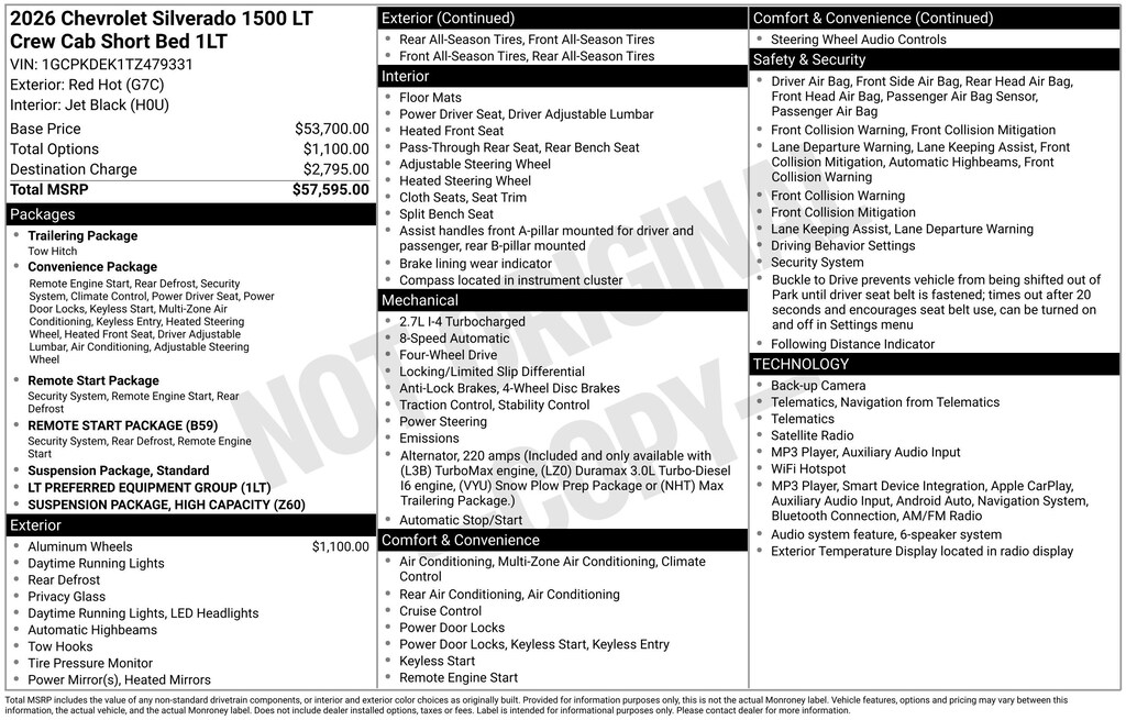 New 2026 Chevrolet Silverado 1500 LT Truck