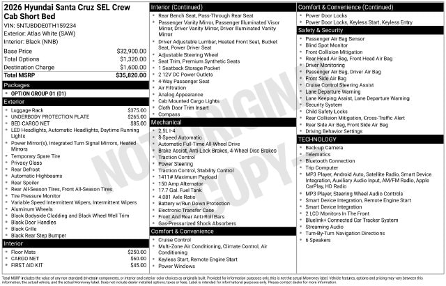 2026 Hyundai Santa Cruz SEL - Photo 35