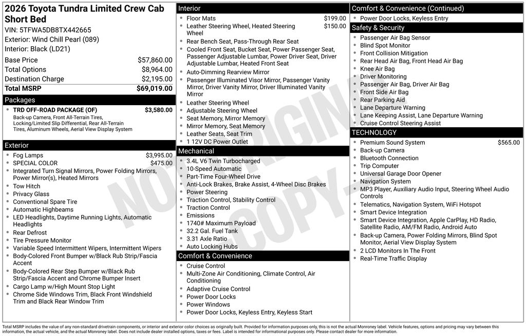 New 2026 Toyota Tundra Limited LIMITED CREWMAX 5.5