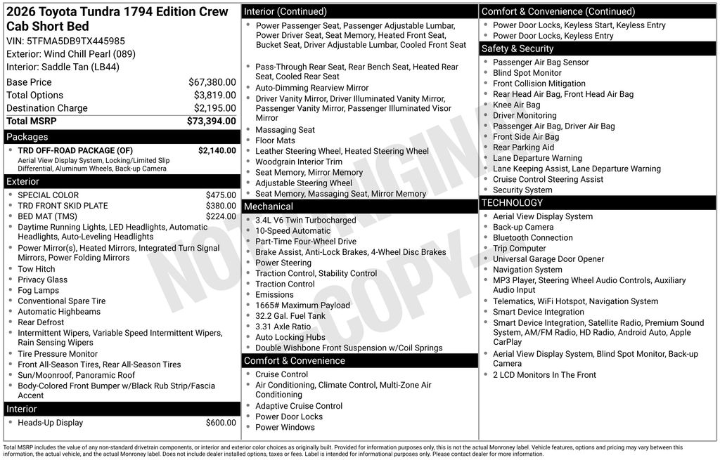 New 2026 Toyota Tundra 1794 Edition 1794 ED. CREWMAX 5.5